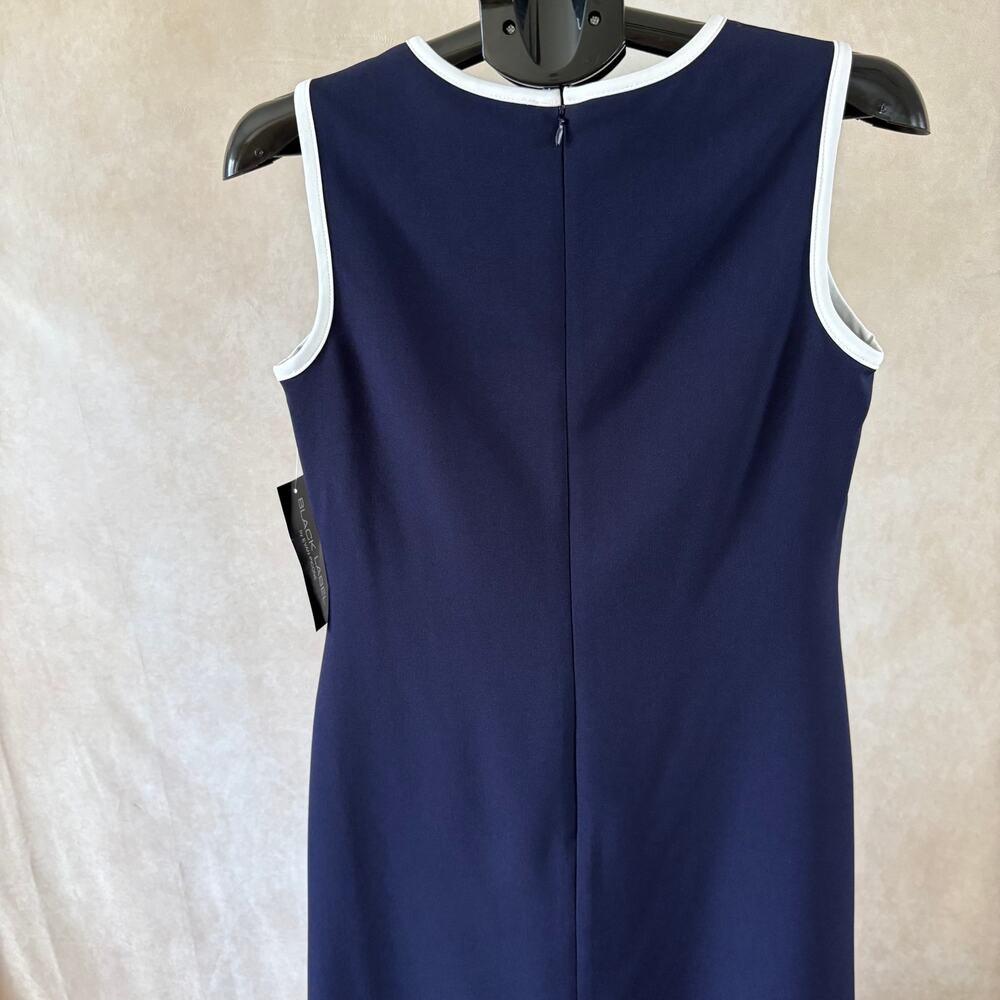 Black Label by Evan-Picone Navy & White Sleeveless Sheath Dress Size 4 Career - Picture 13 of 14